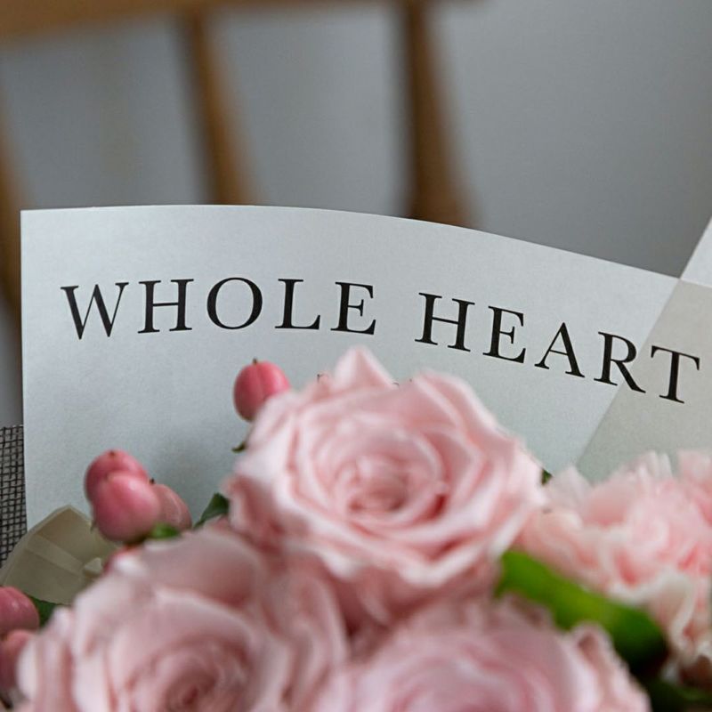 枯れないバラと生花のメッセージブーケ(L)/ピンク | noemie（ノエミ）