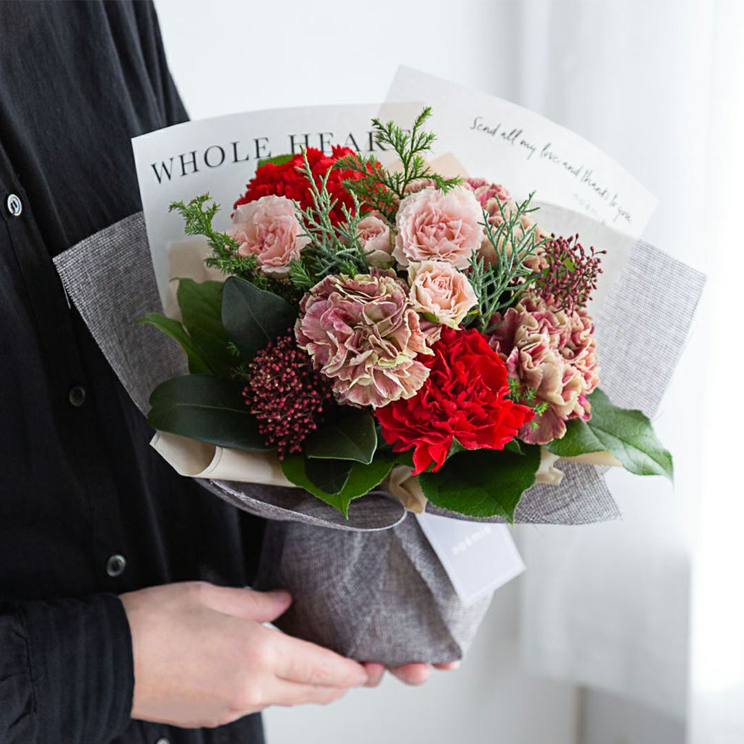 11～12月】そのまま飾れる冬のメッセージブーケ(L)/モーブピンク